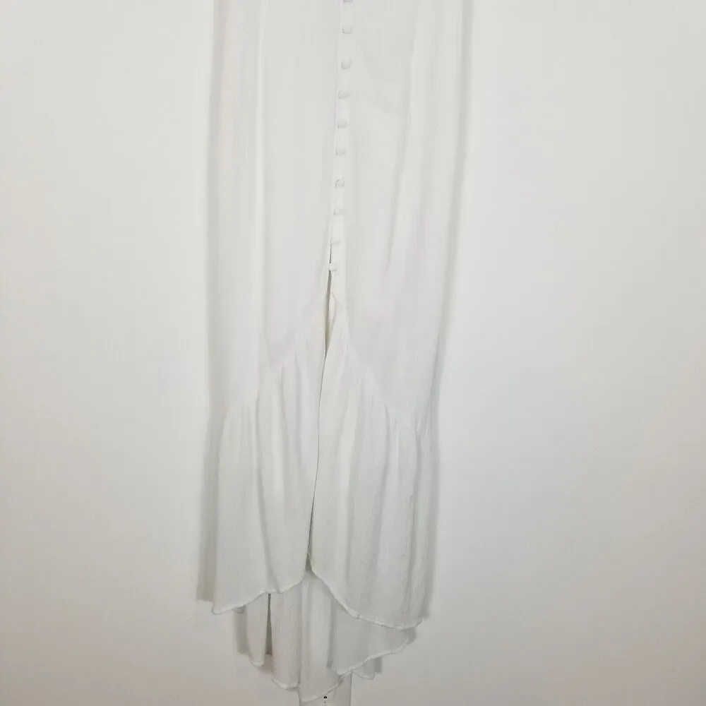 Abercrombie Fitch Women‎ Button Through White Maxi Dress Sz L Spaghetti Straps